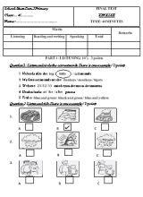 Đề kiểm tra Cuối năm môn Tiếng Anh Lớp 4 - Trường Tiểu học Xuân Tam
